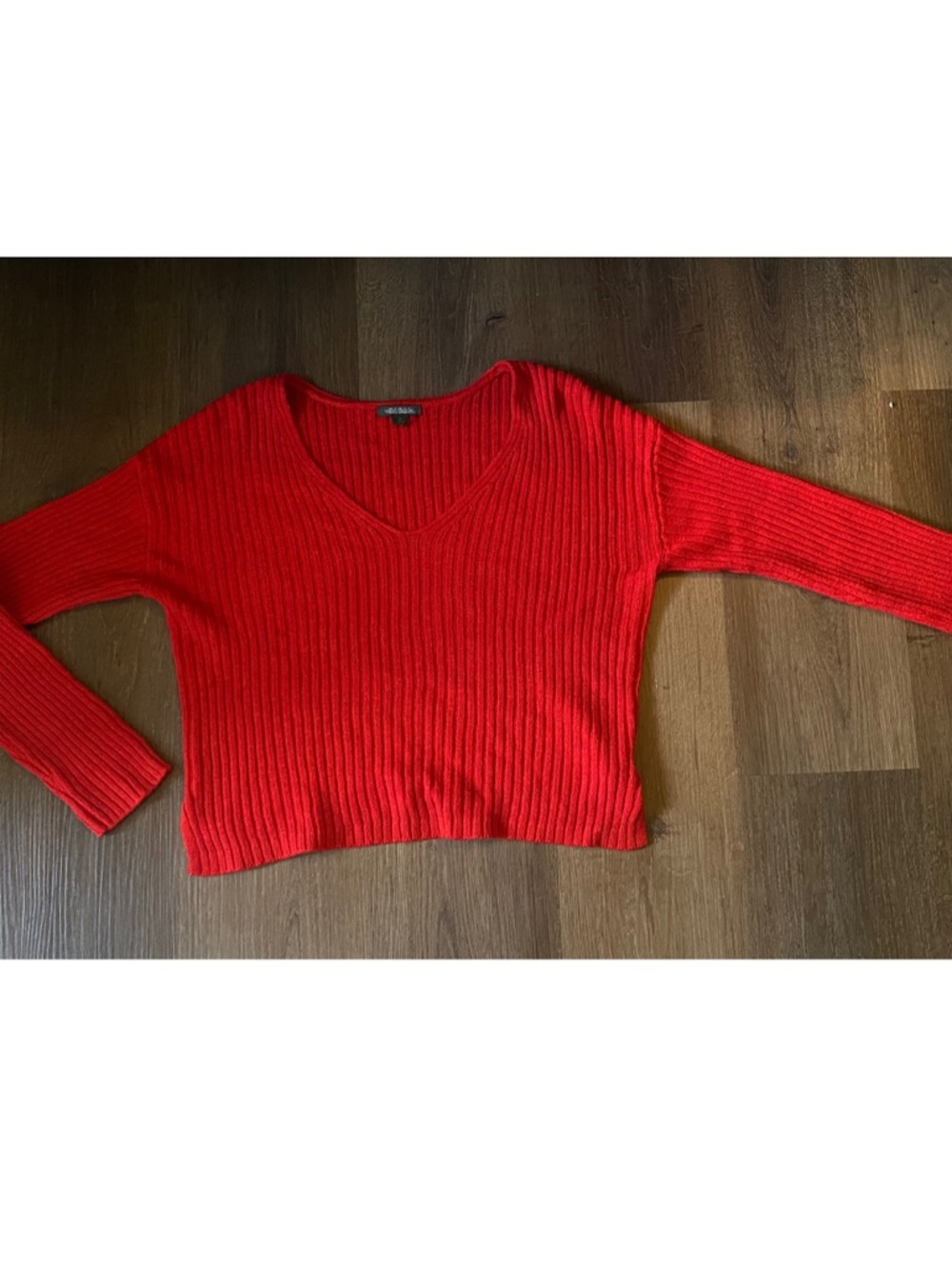 wild fable Red V-Neck Ribbed Sweater